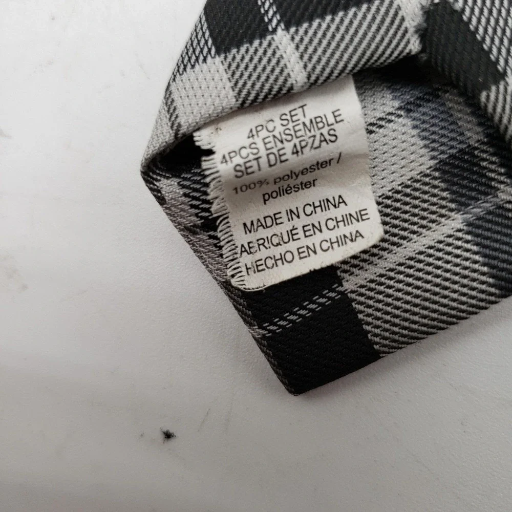 Tie Boys One Size Gray Plaid Zipper Neck Tie Polyester Satin Dress Formal